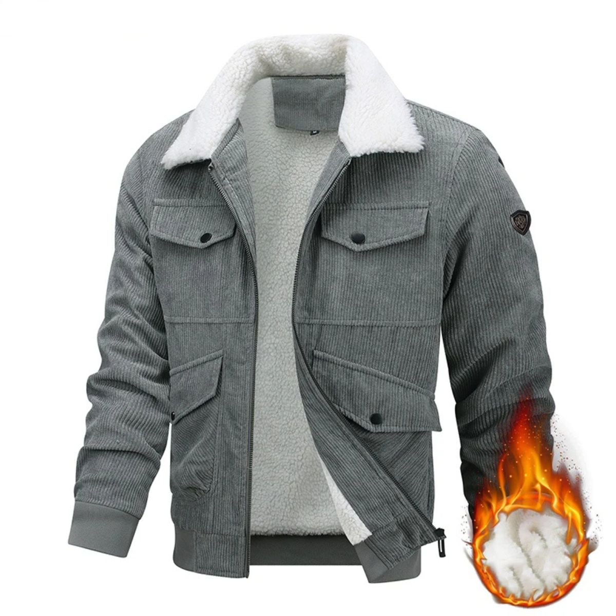 Vintage herrskorduroyjacket med mysig fleecefoder från Tallinn