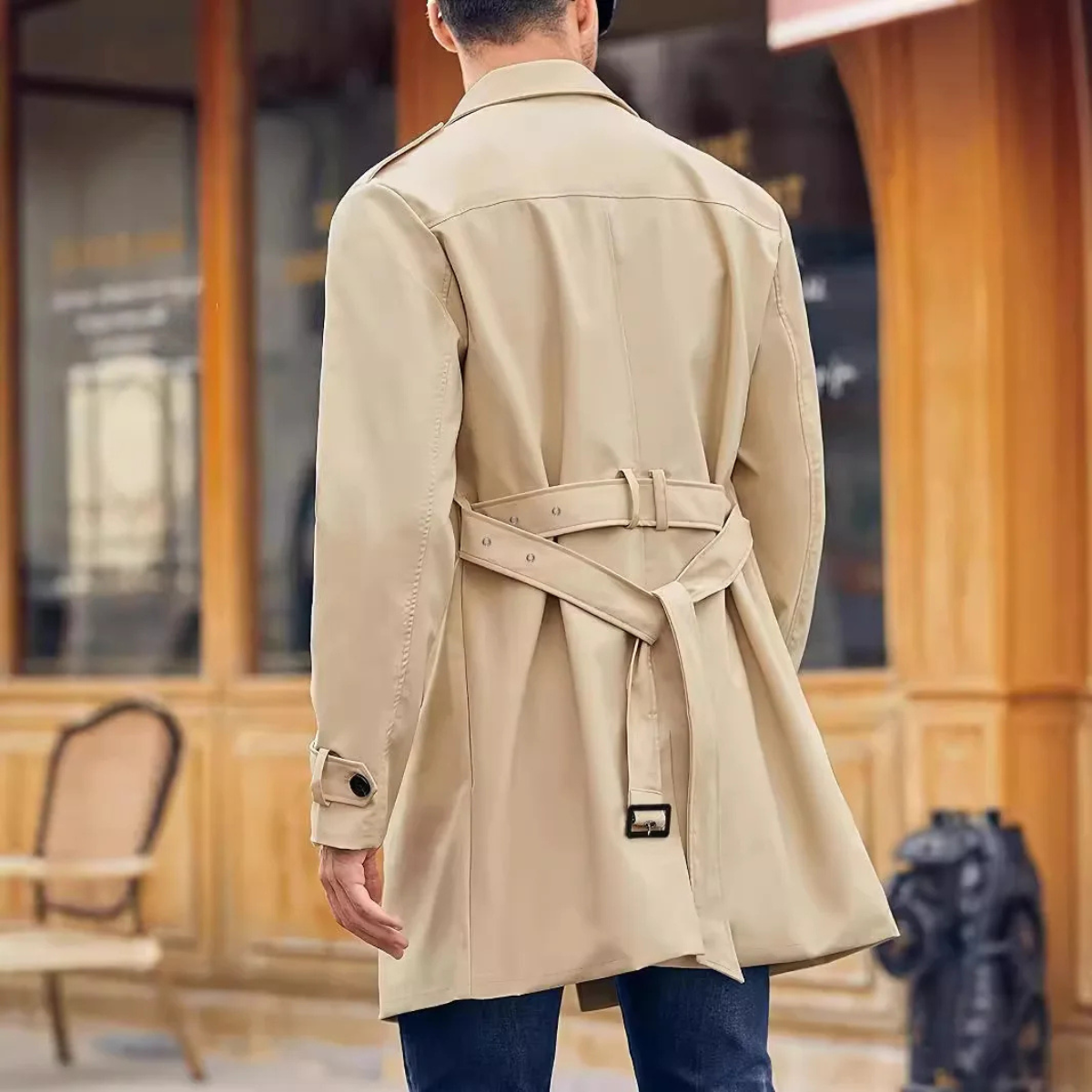 The Crownport – Klassisk Dubbelknäppt Trenchcoat för Herr