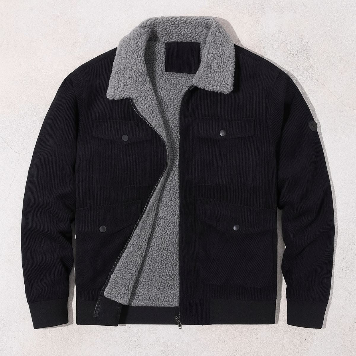 Vintage herrskorduroyjacket med mysig fleecefoder från Tallinn