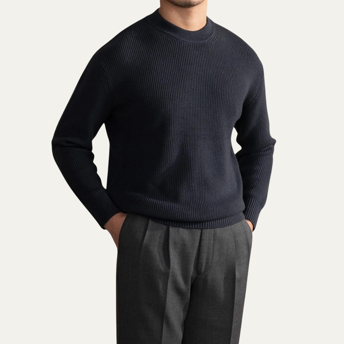 Sunningdale herrsweater i ullblandning - Elegant och varm rundhalsad tröja