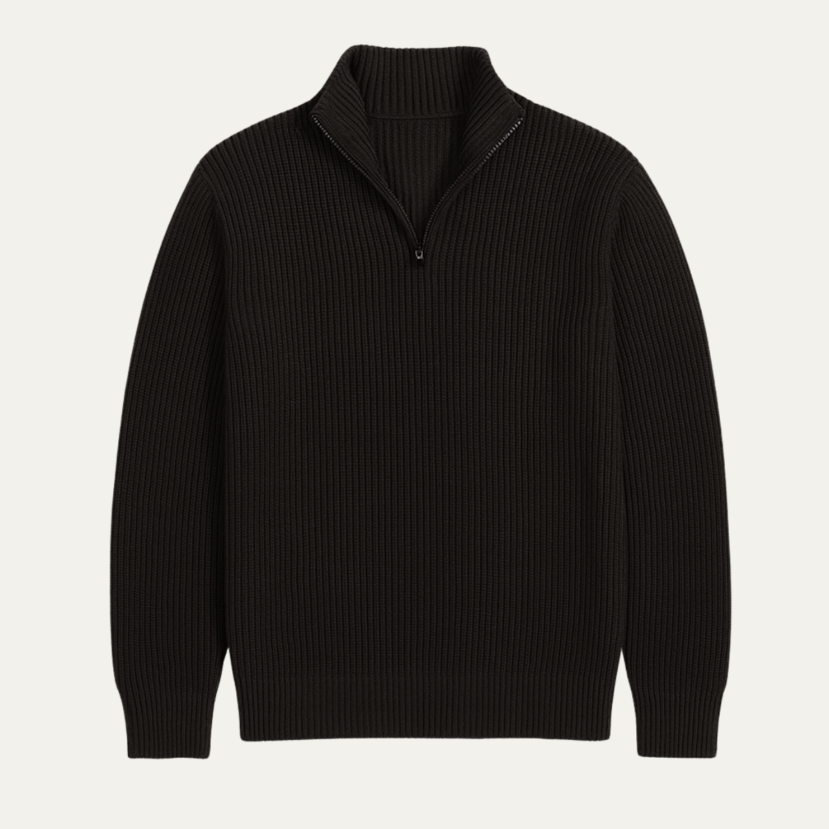 Herrens varm och elegant Brighton merinoull pull-over med halvlång blixtlås