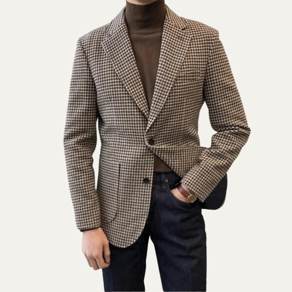 The Lezzeno - Herrarnas Avslappnade Retro Tweed Ull Blazer