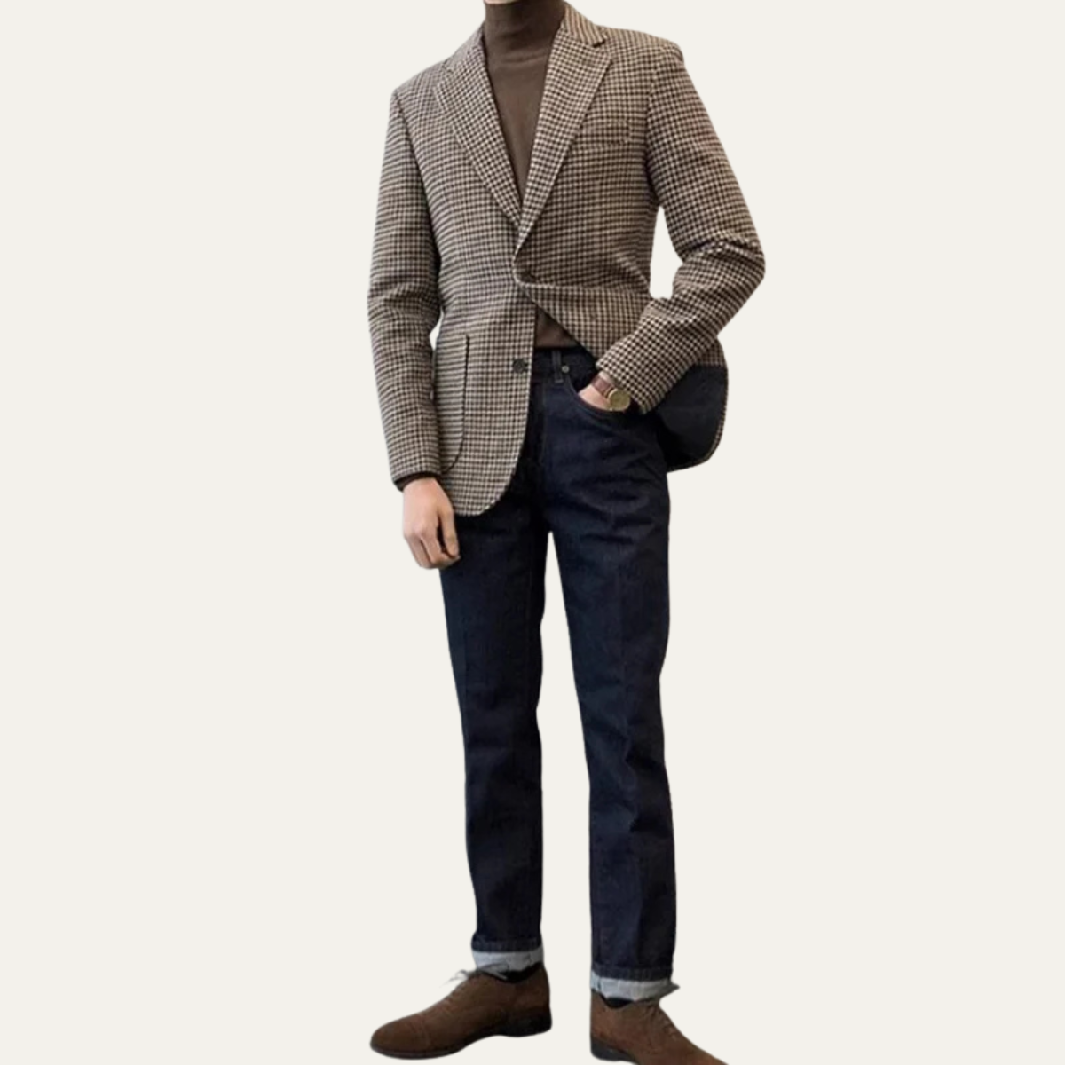The Lezzeno - Herrarnas Avslappnade Retro Tweed Ull Blazer