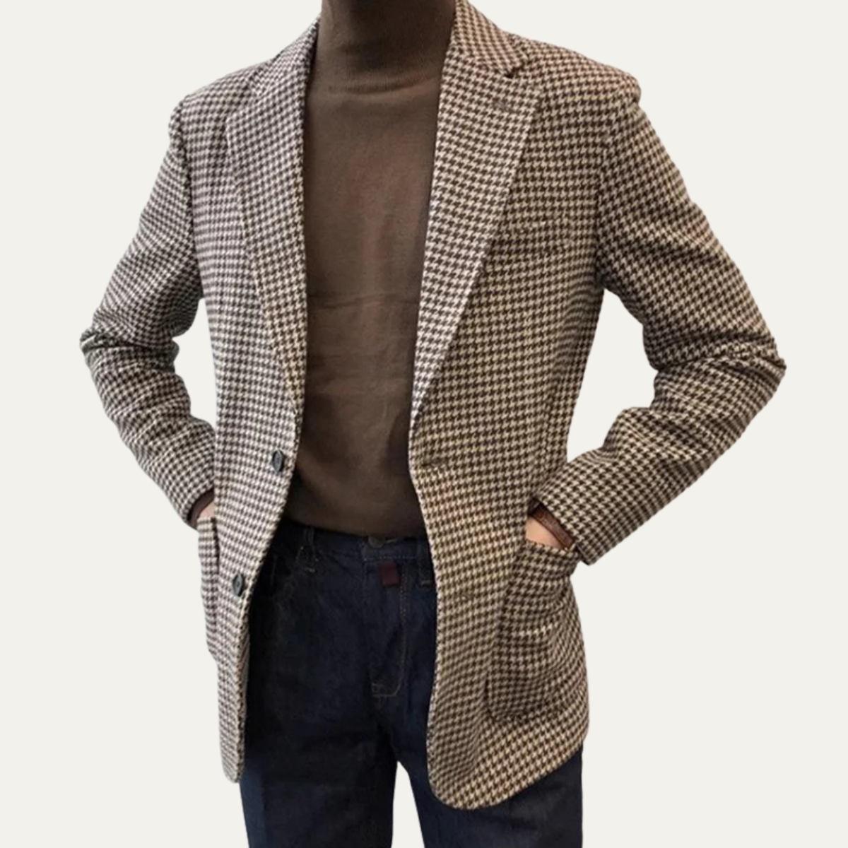 The Lezzeno - Herrarnas Avslappnade Retro Tweed Ull Blazer