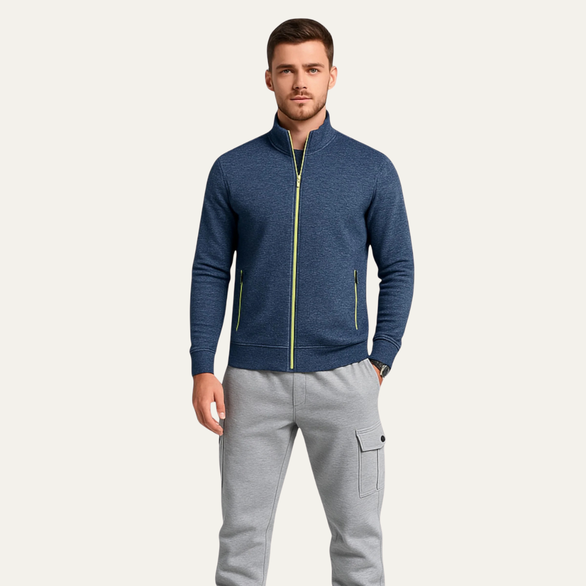 The Rovereto - Herr Klassisk Stickad Zip Jacka