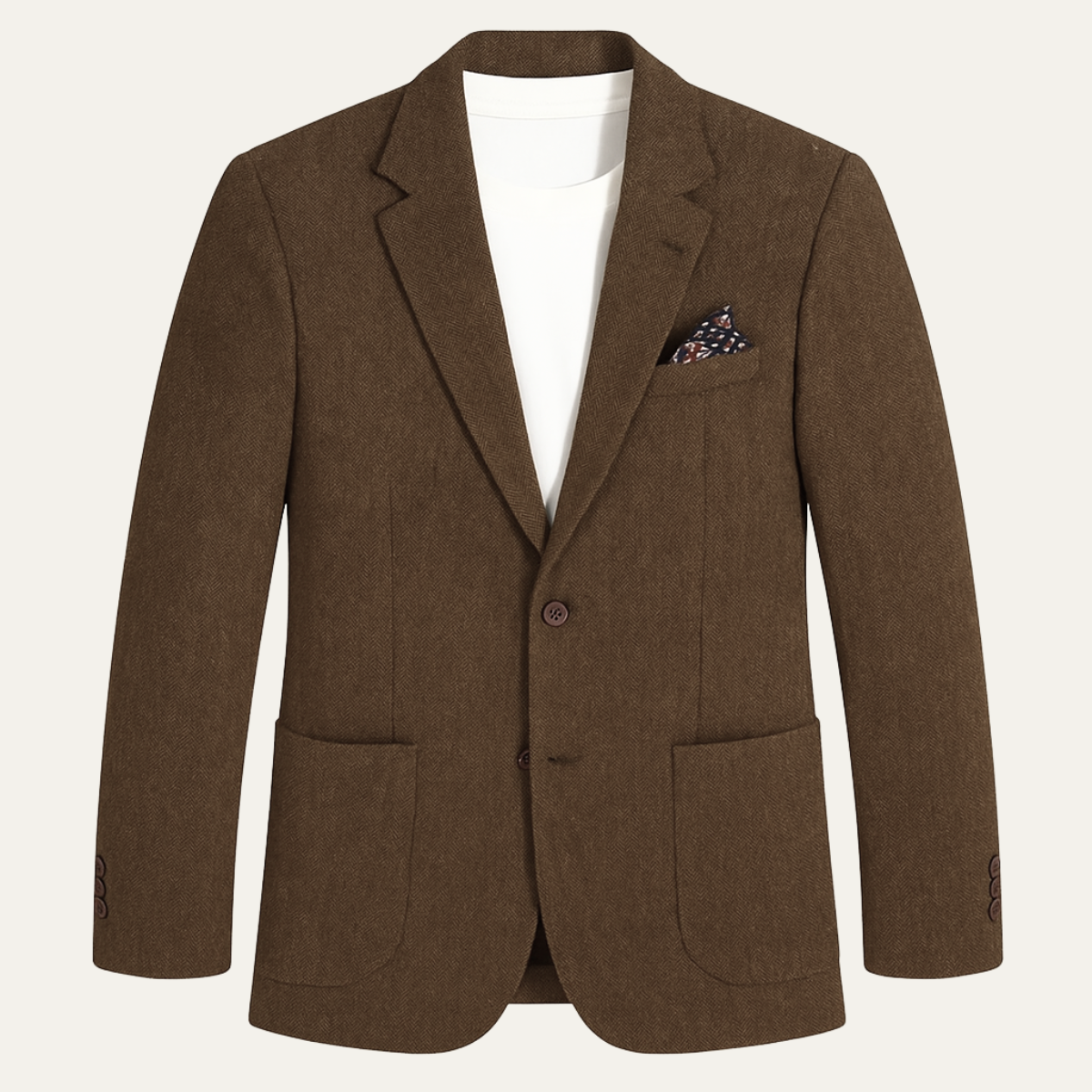 The Domaso - Herrars Affärs Herringbone Enknäppt Ull Tweed Blazer