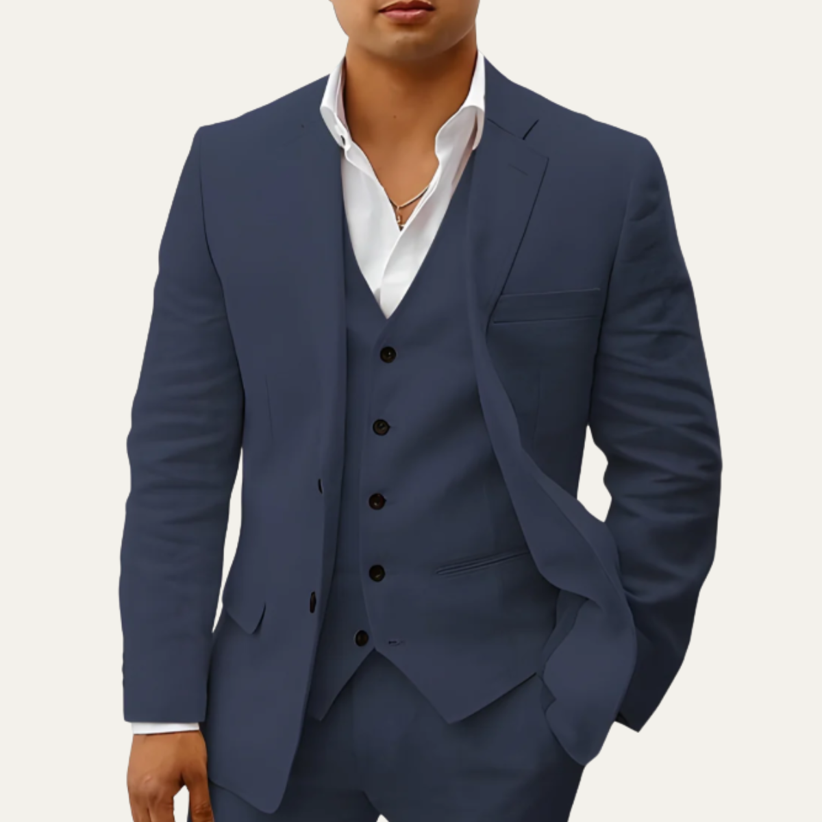 The Oakridge - Herr 3-delade Linnekostym – Klassisk Andningsbar Sommaruppsättning