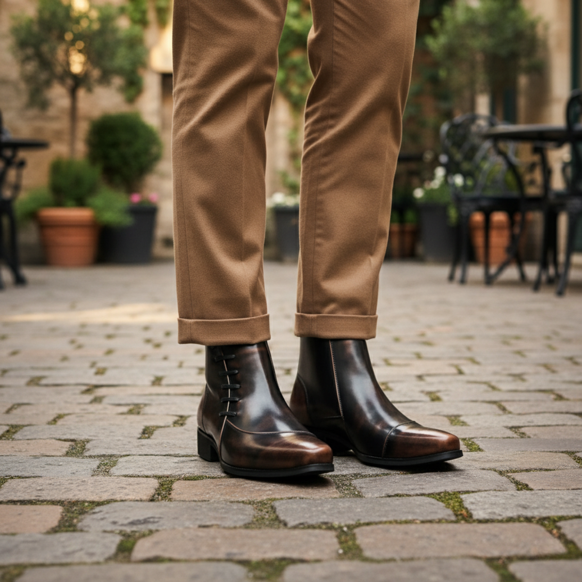 The Paisley - Klassiska läderkängor med dragkedja på sidan för herr