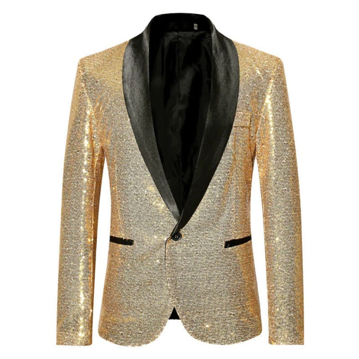 Silverfärgad paljettblazer – elegant slim fit-partyjacka