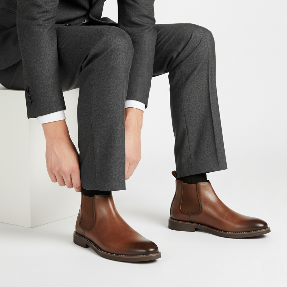 The Wrexham - Herrens Casual Läder Slip-On Chelsea Boots