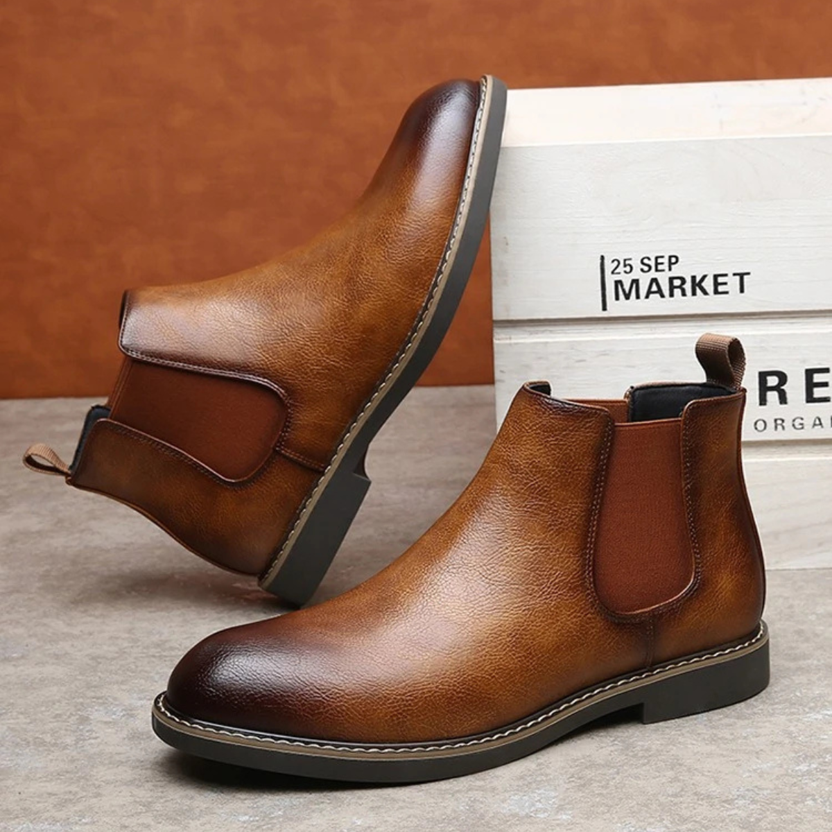The Vernaccia - Herr Retro Stil Spetsig Tå Ankelskinnskor
