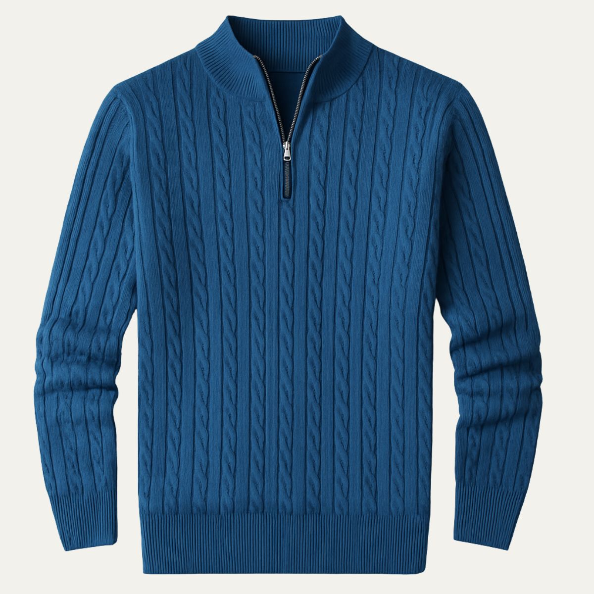 Den Bekväma Wells Kabelstickade Quarter Zip- / Halv-Dragkepskoftan för Snygg Komfort