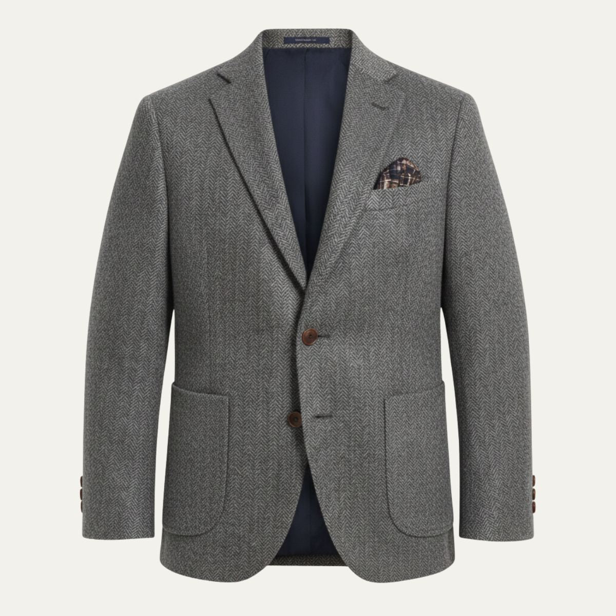The Gravedona - Herrkontor Herringbone Enkelknäppt Ull Tweed Blazer Jacka