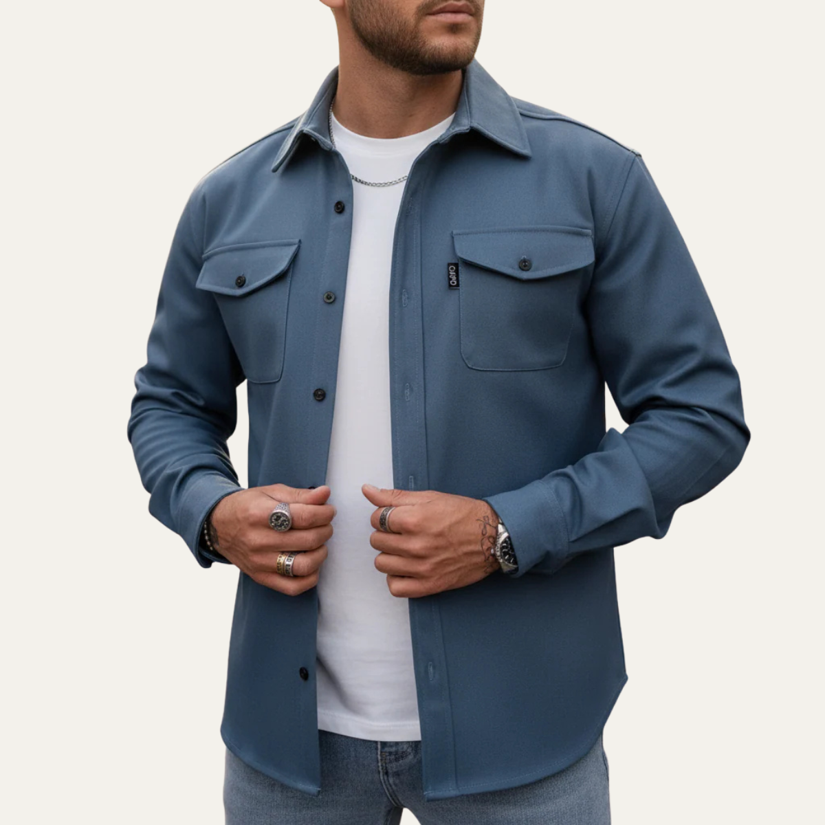 The Crossfield - Herrmodern Knapp-up Bomullsblandning Skjorta