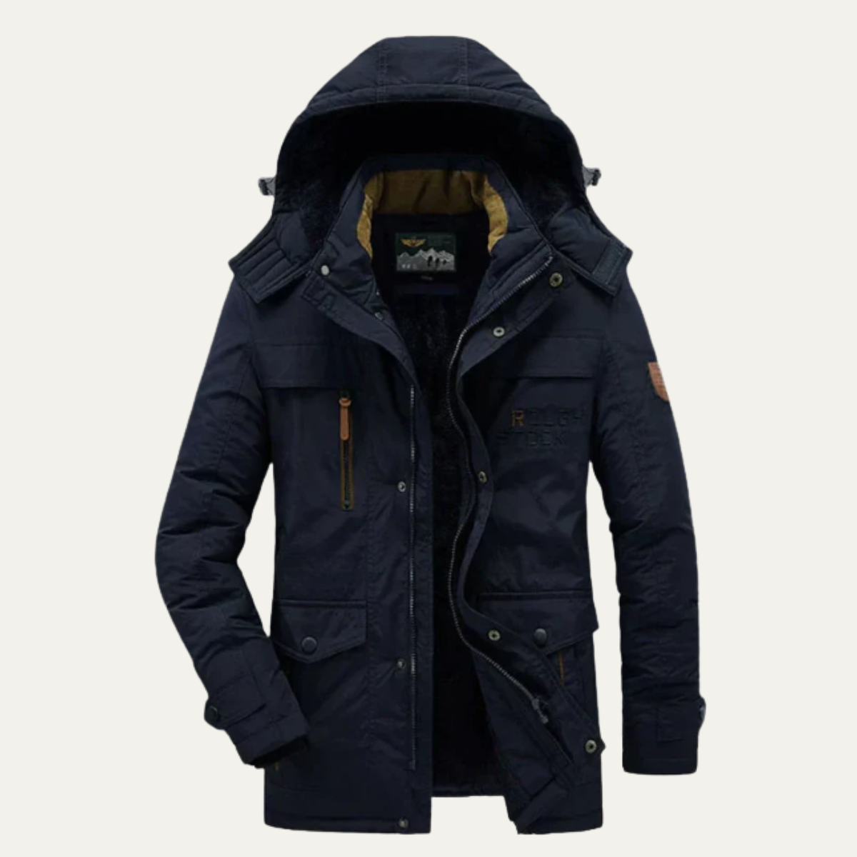 The Fairfield - Herr Vinter Varm Fleecefodrad Huva Parka Jacka