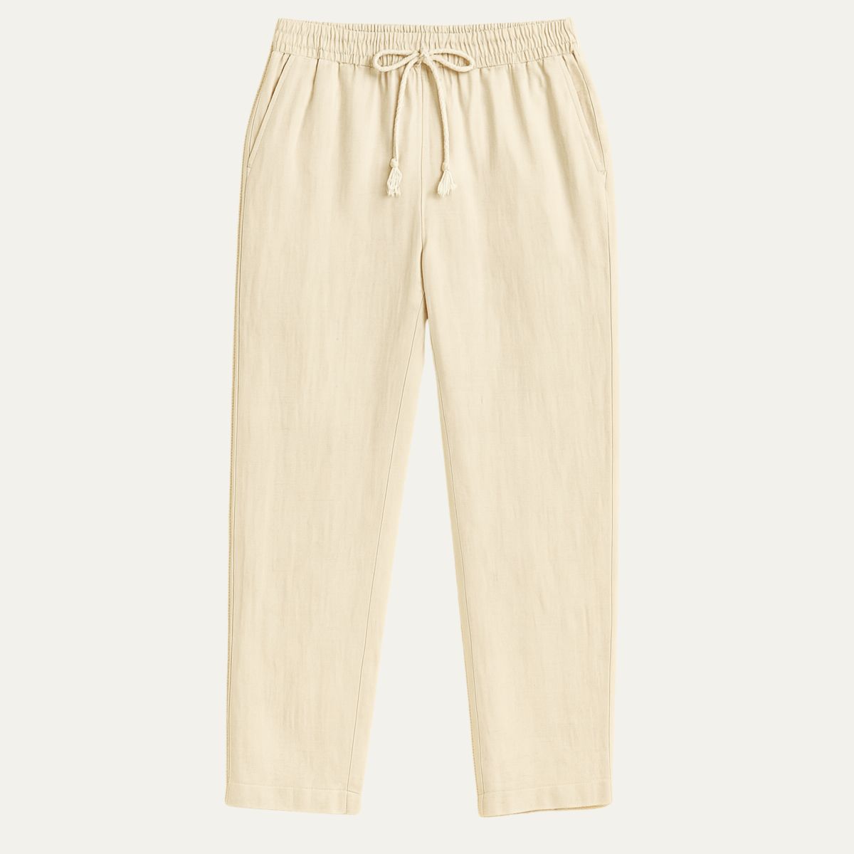 Herrens vintage beige linneskjorta i klassisk stil