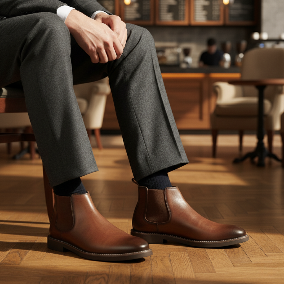 The Wrexham - Herrens Casual Läder Slip-On Chelsea Boots