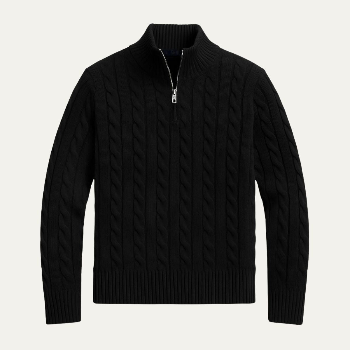 Herrens pull-over Genève Old Money i merinoull med halv-zip, tidlös elegans