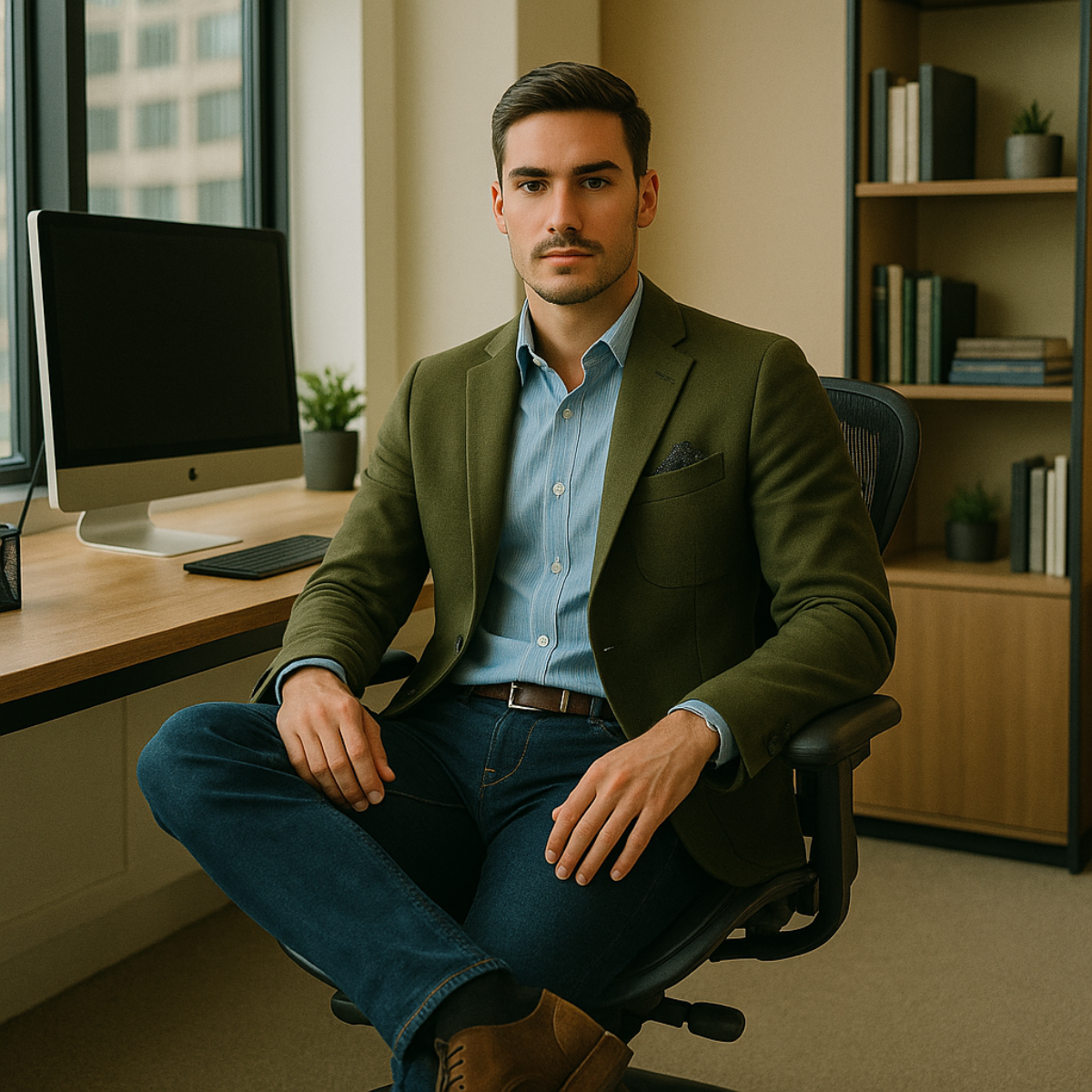 The Oxford - Lyxig Stickad Herrkavaj med Fickor