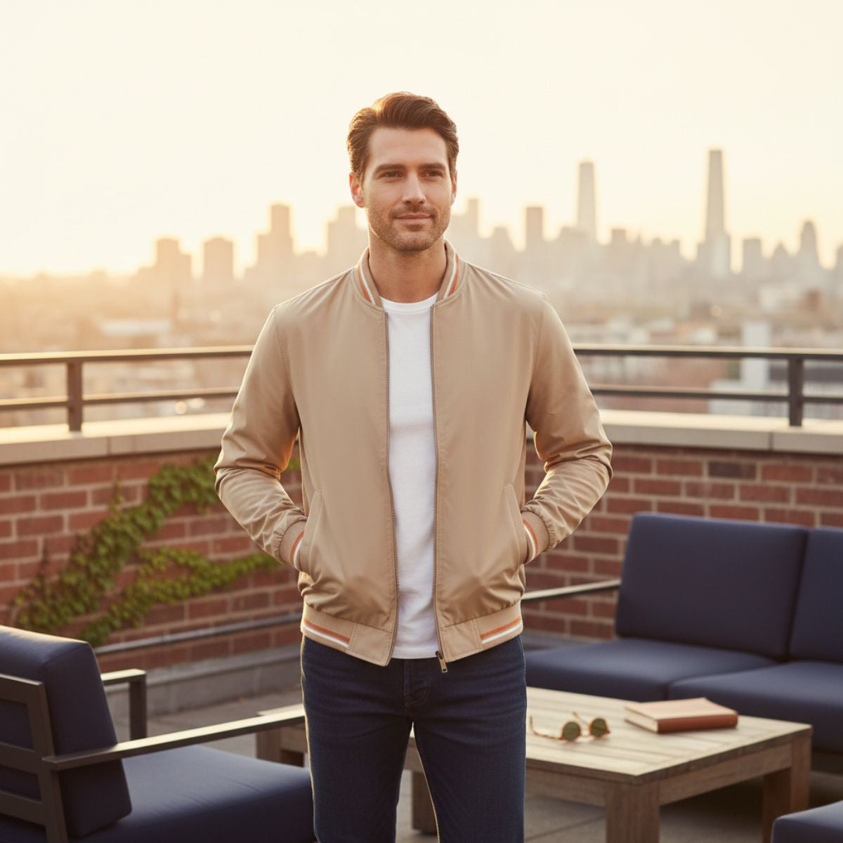 The Balmoral Bomber: Slim Fit Casual Huvtröja med dragkedja för en stilfull och bekväm look