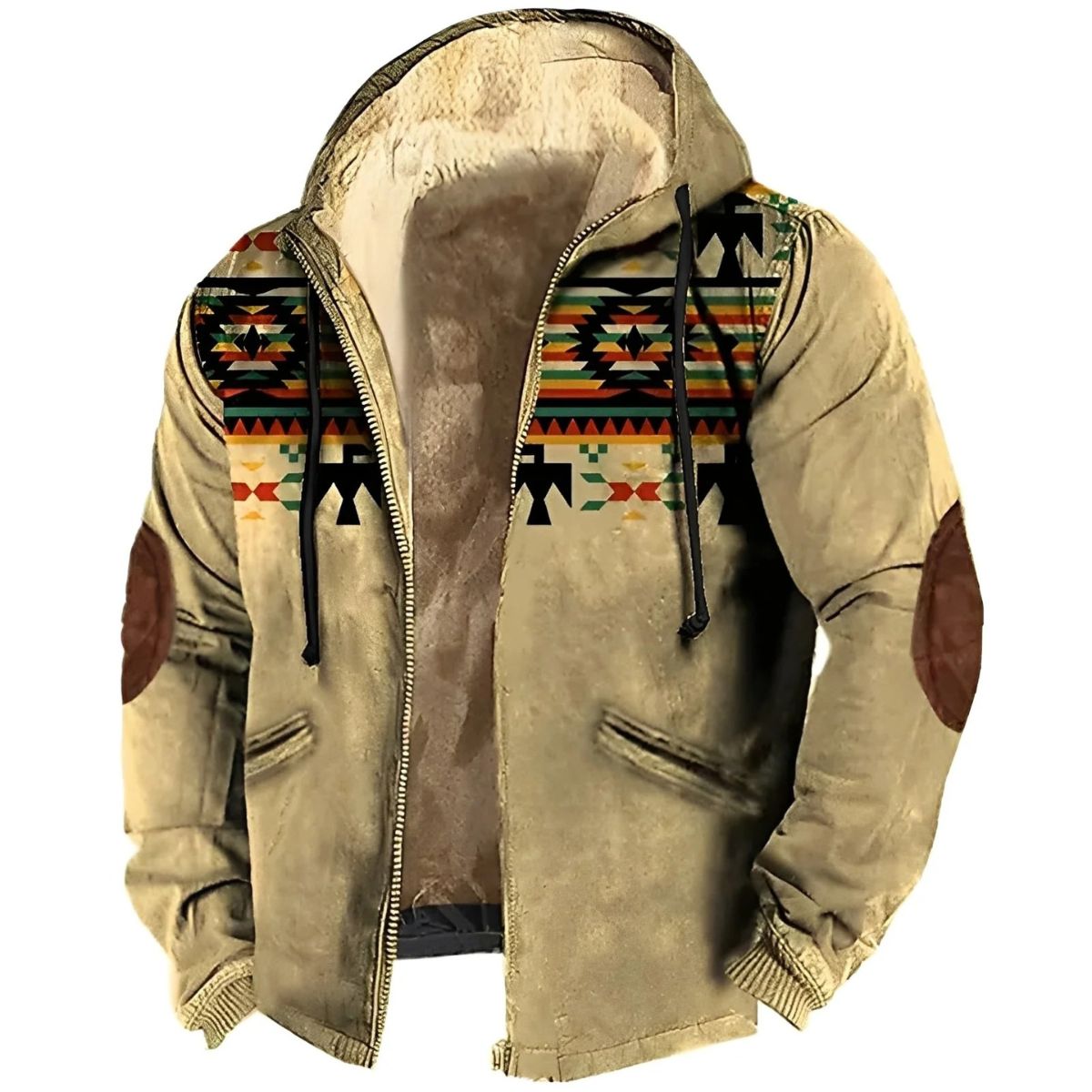 Huvtröja med tribal-tryck – varm casual kappa