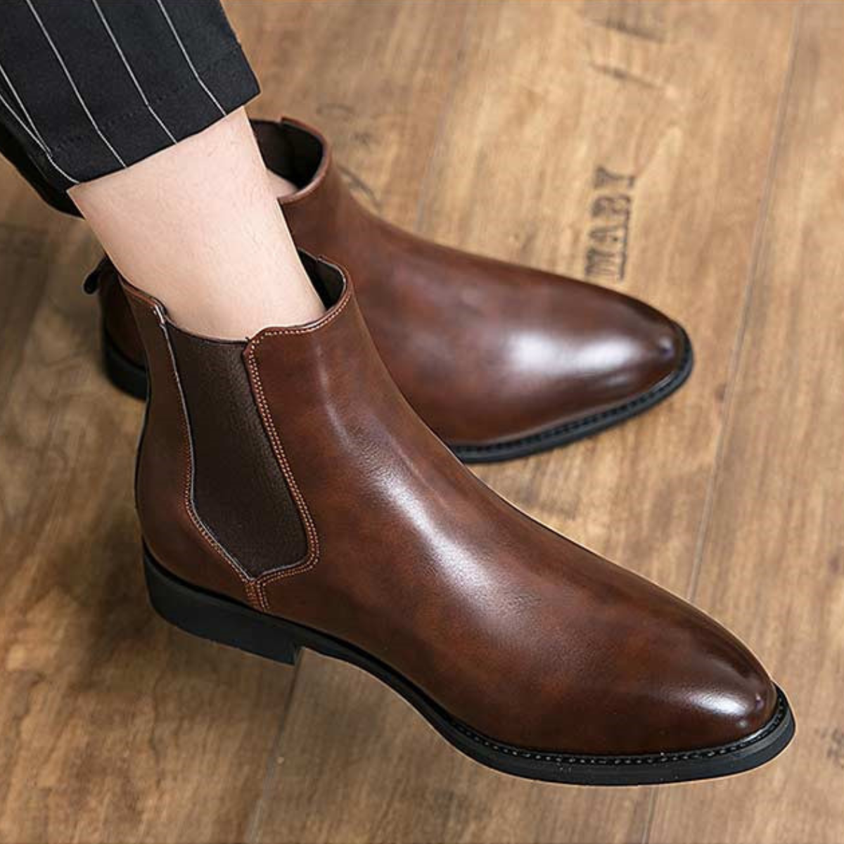 The Monterosso – Smarta, Avslappnade Chelsea Kängor I Vintage Läder För Herr