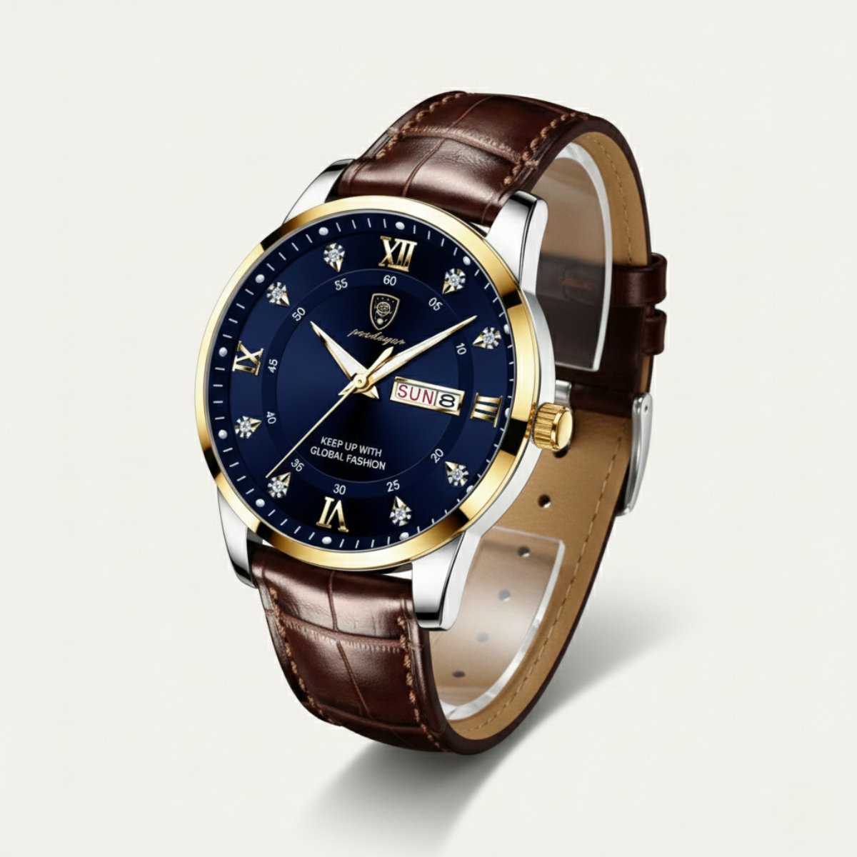 Lyxig Klassisk Paris Night Herrklocka med Premium Läderarmband