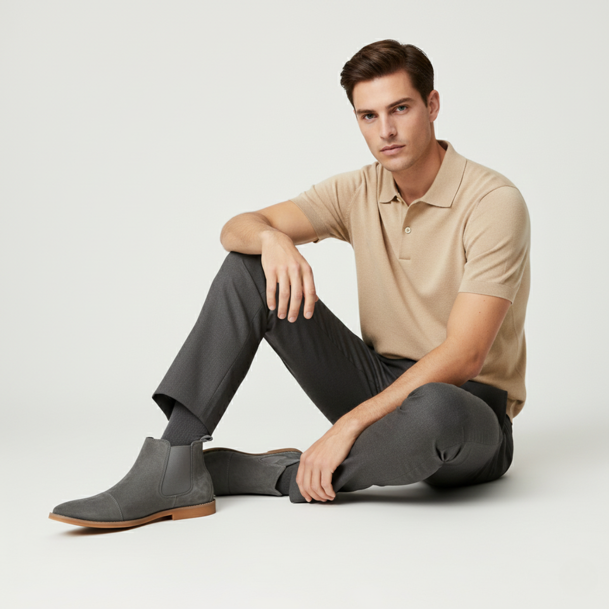 The Harris - Herrars Klassiska Slip-On Mocka Chelsea Stövlar