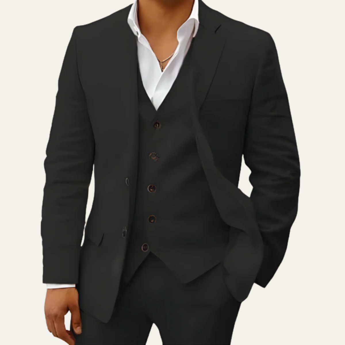 The Oakridge - Herr 3-delade Linnekostym – Klassisk Andningsbar Sommaruppsättning