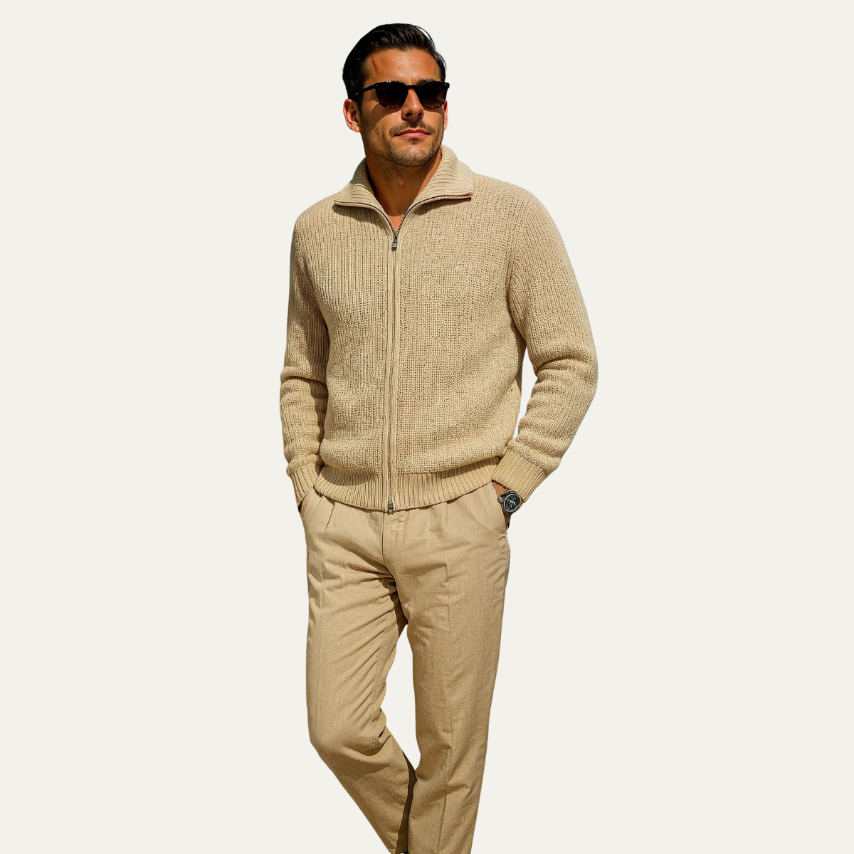 Weymouth herrarnas stilrena chunky stickad helzip-tröja för mysig och modern look