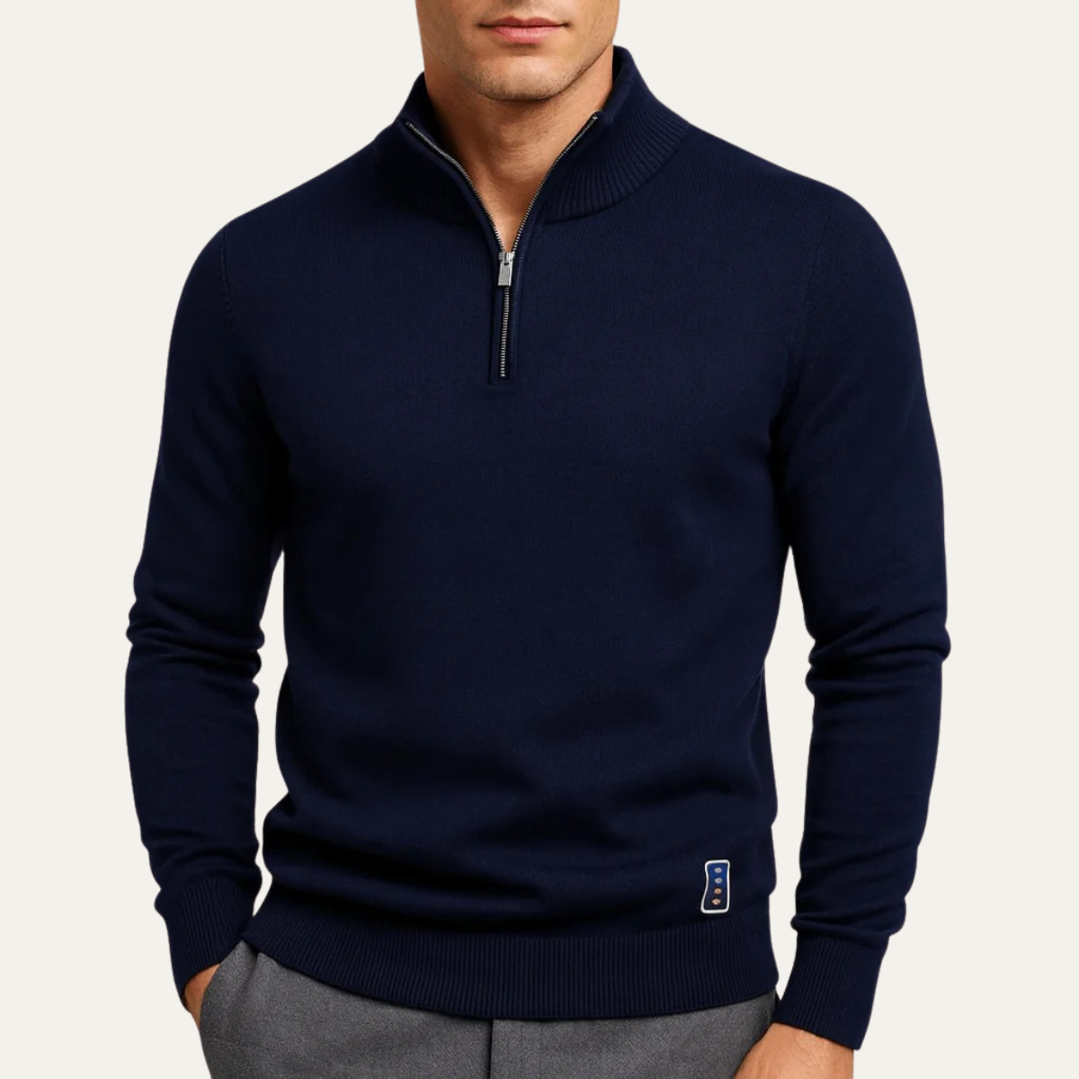 Pull-on Dartmouth herrar halvzip-stricktröja för ett stilfullt casual-utseende