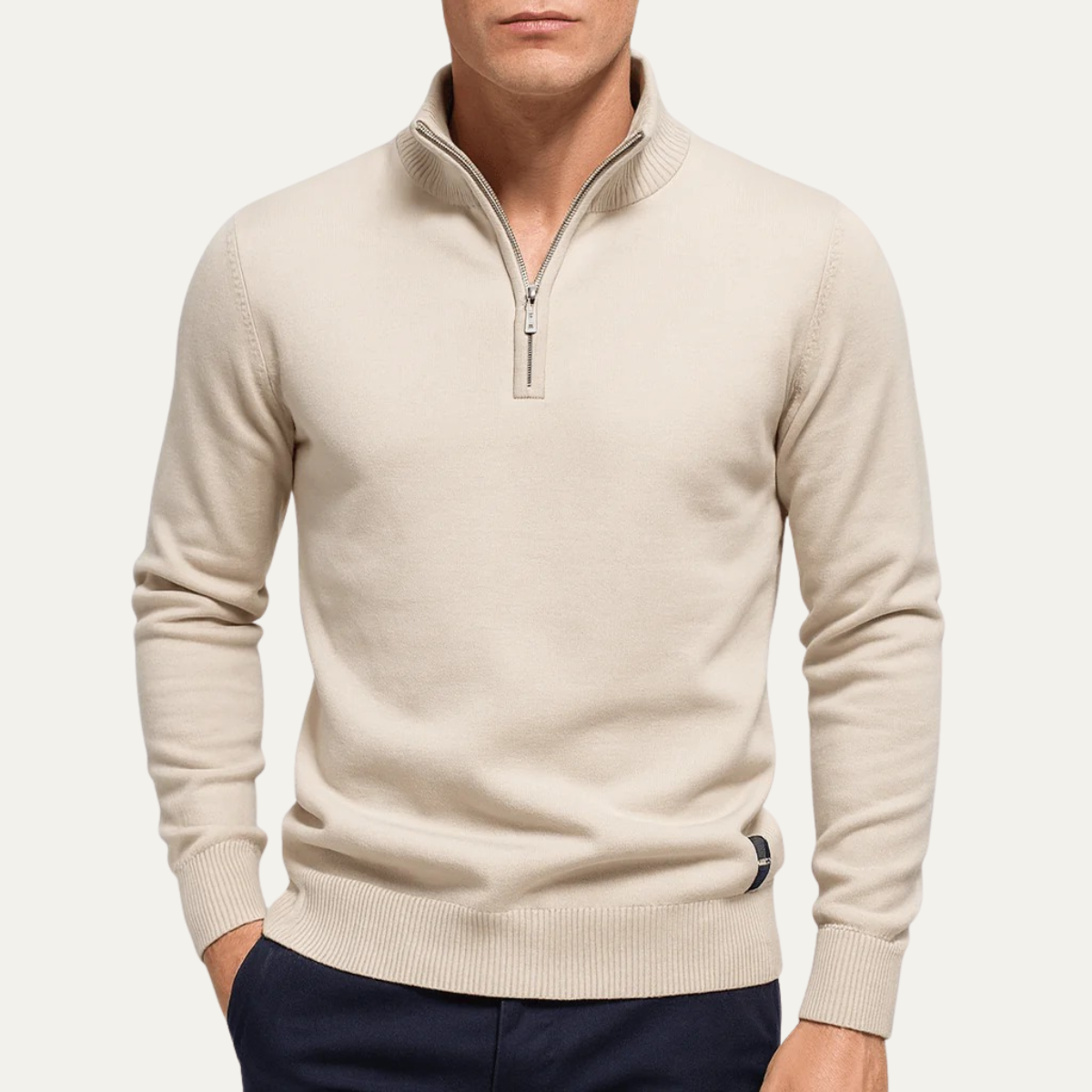 Pull-on Dartmouth herrar halvzip-stricktröja för ett stilfullt casual-utseende