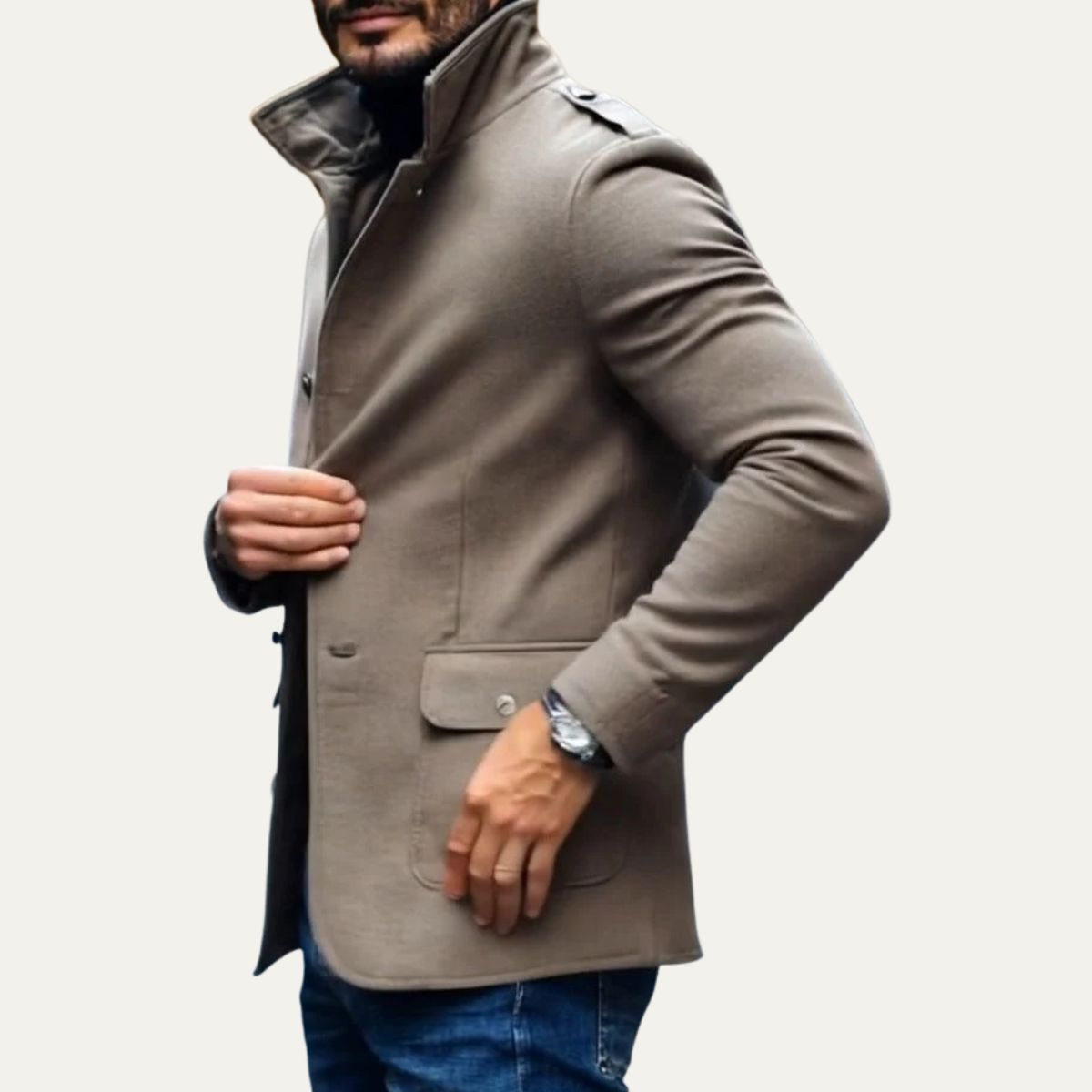 Elegant Rome Ullkappa – Herrstilfullt Skurna Kappa för en Sofistikerad Look