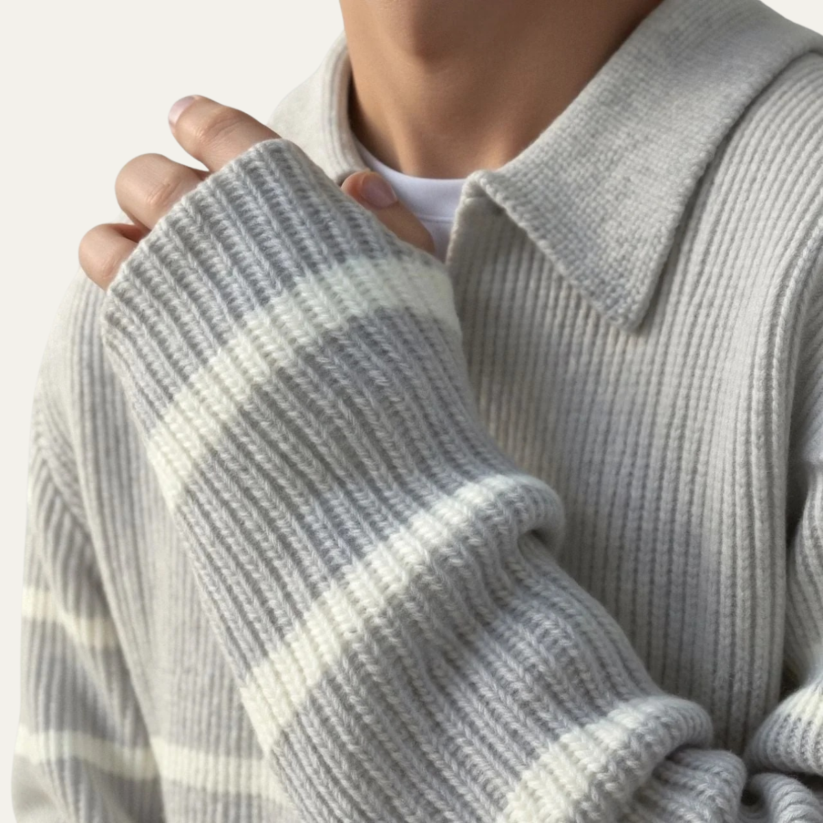 Pullover med halvlånga ärmar för män Woodstock med ränder och dragkedja