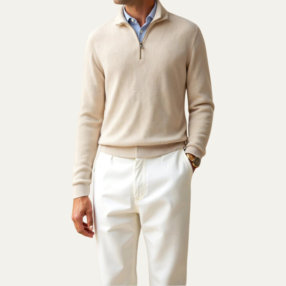 Berkhamsted Herrar Extra Bekväma Halvzip Lightweight Stickad Tröja