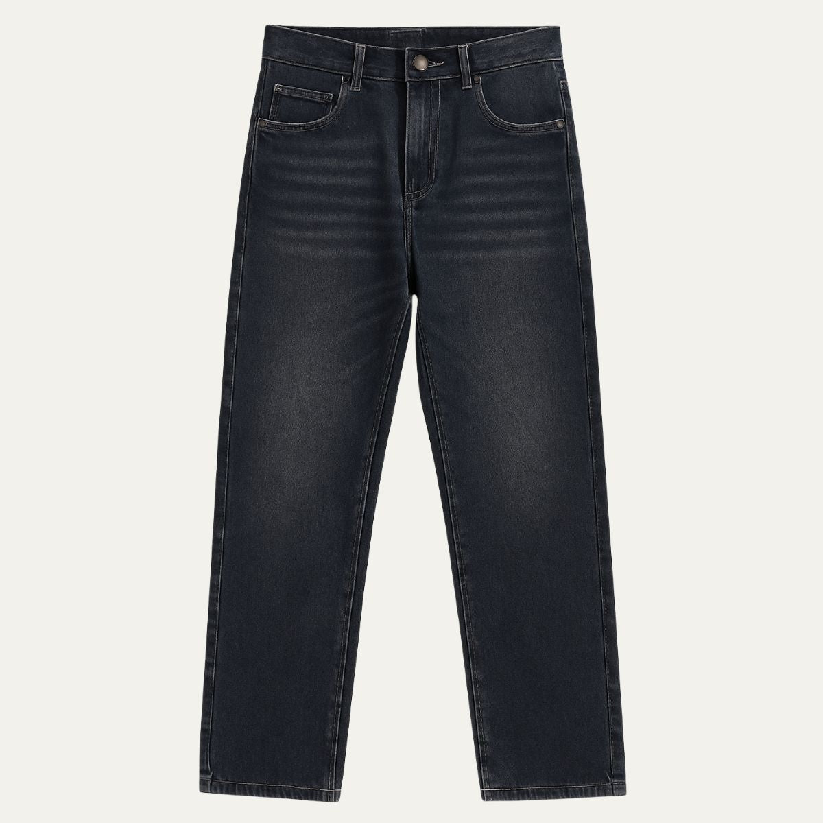 Avslappnade denimjeans för män med flera fickor, stilfull och praktisk