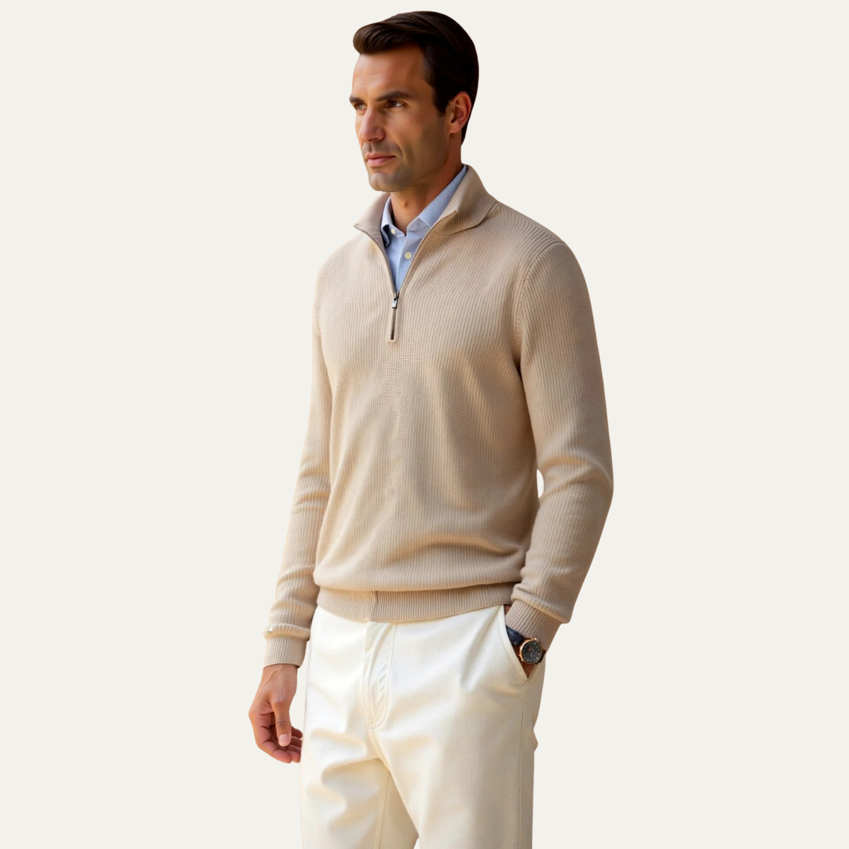 Berkhamsted Herrar Extra Bekväma Halvzip Lightweight Stickad Tröja