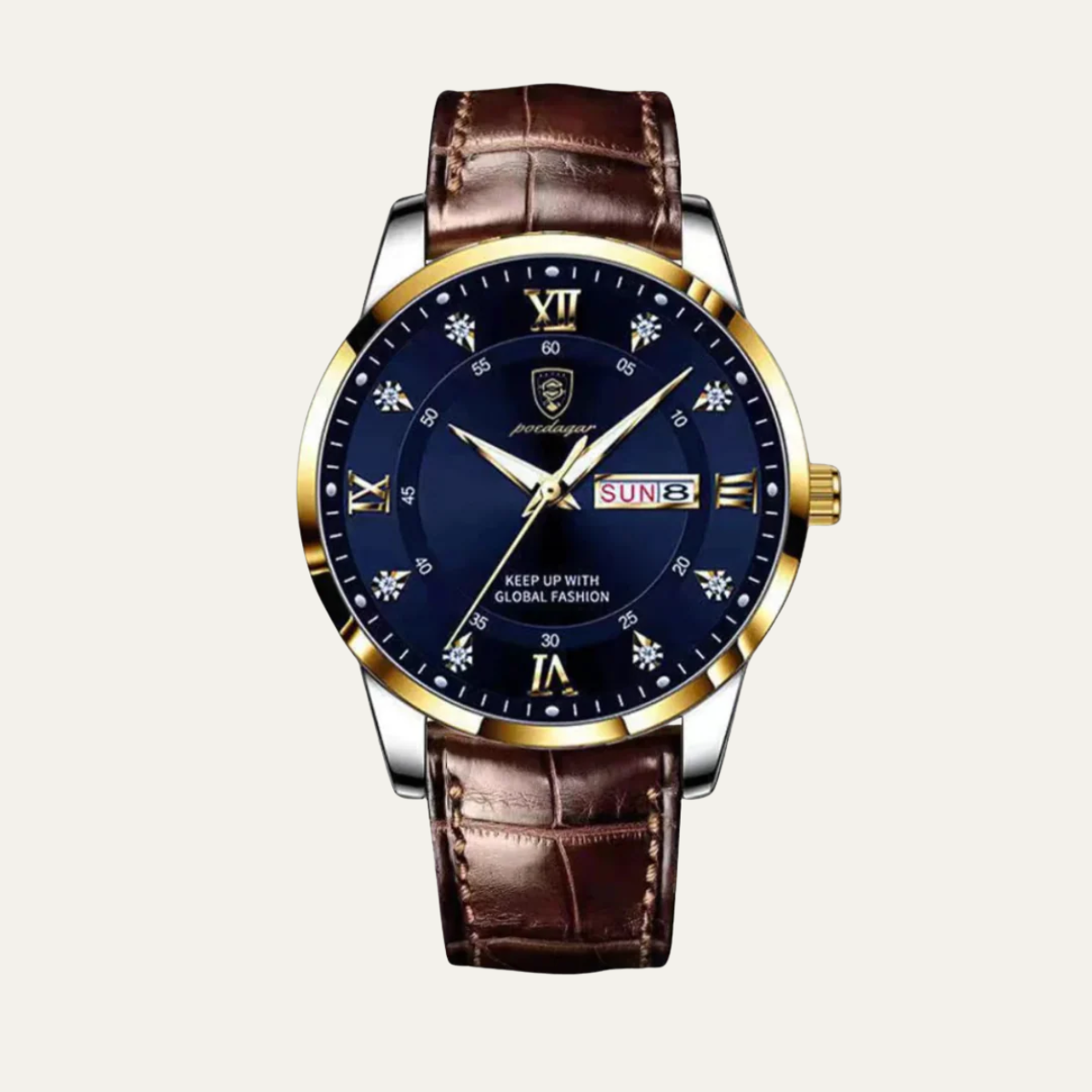 Lyxig Klassisk Paris Night Herrklocka med Premium Läderarmband