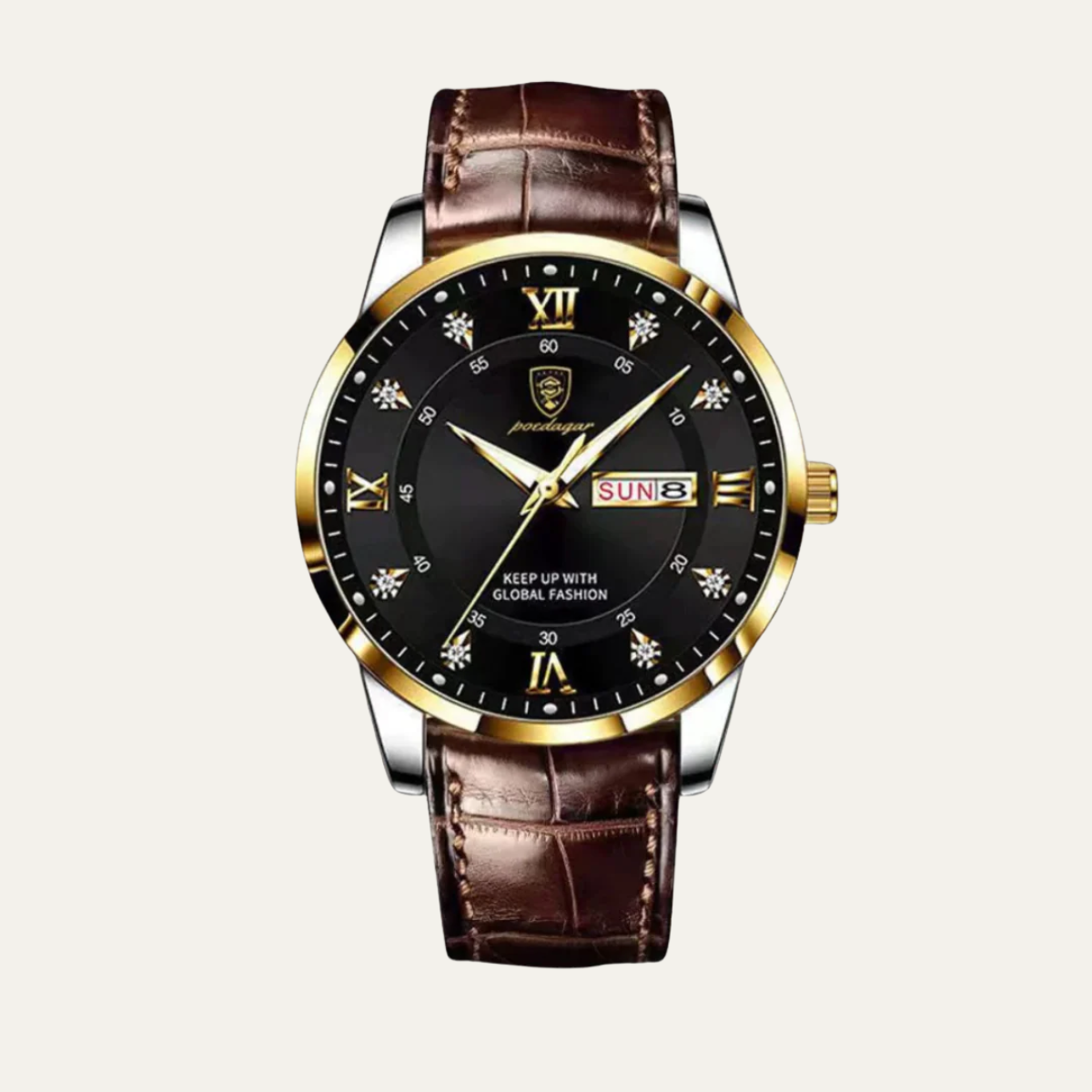 Lyxig Klassisk Paris Night Herrklocka med Premium Läderarmband
