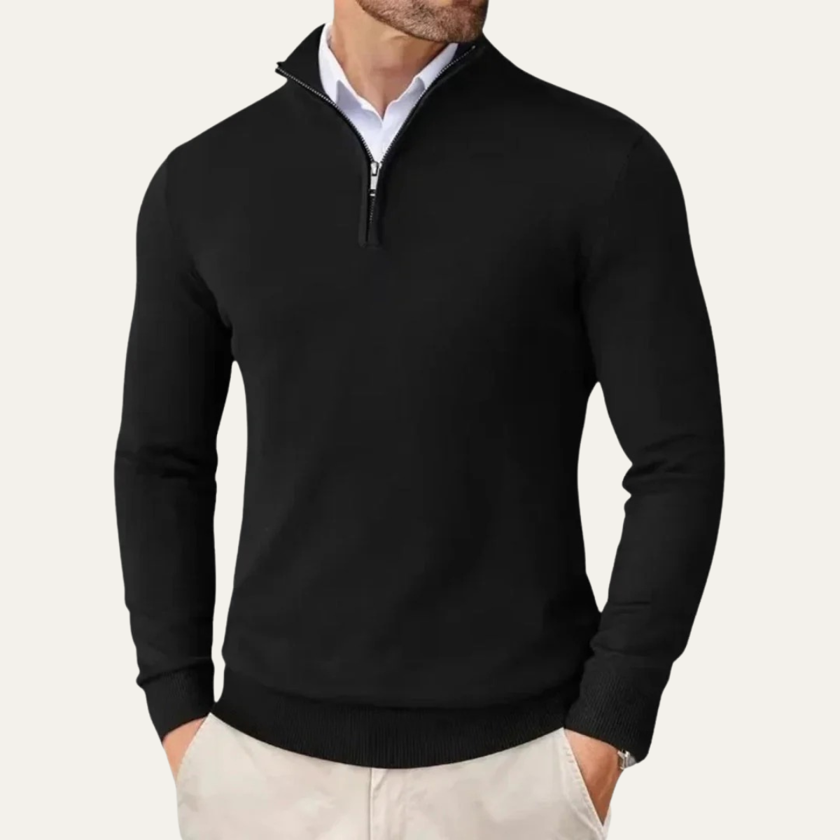 Pull-On herrtröja för män med halv dragkedja i stickad casualstil från Ballymoney
