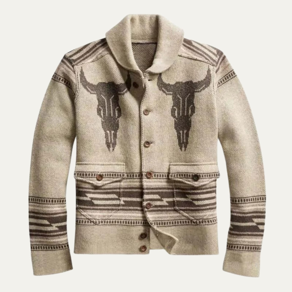 Den stiliga Frontier sjalkragen cardigan för mysig elegans