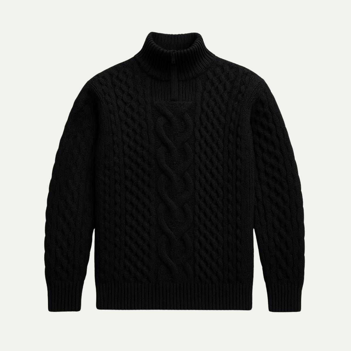 Dublin Herrens Mysiga Ull Kabelstickad Quarter Zip Tröja