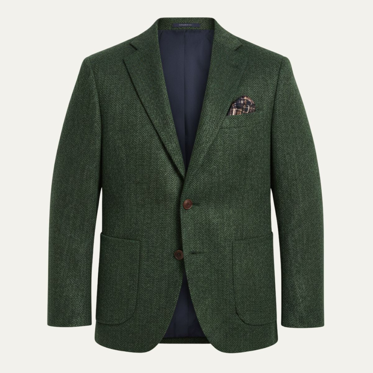 The Gravedona - Herrkontor Herringbone Enkelknäppt Ull Tweed Blazer Jacka