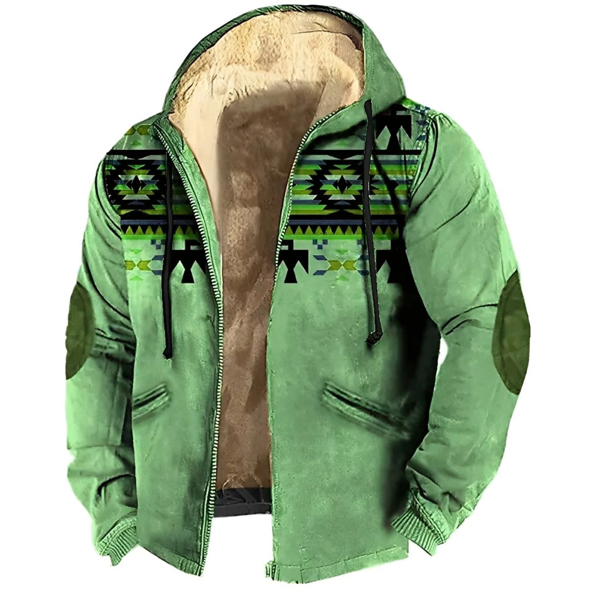 Huvtröja med tribal-tryck – varm casual kappa