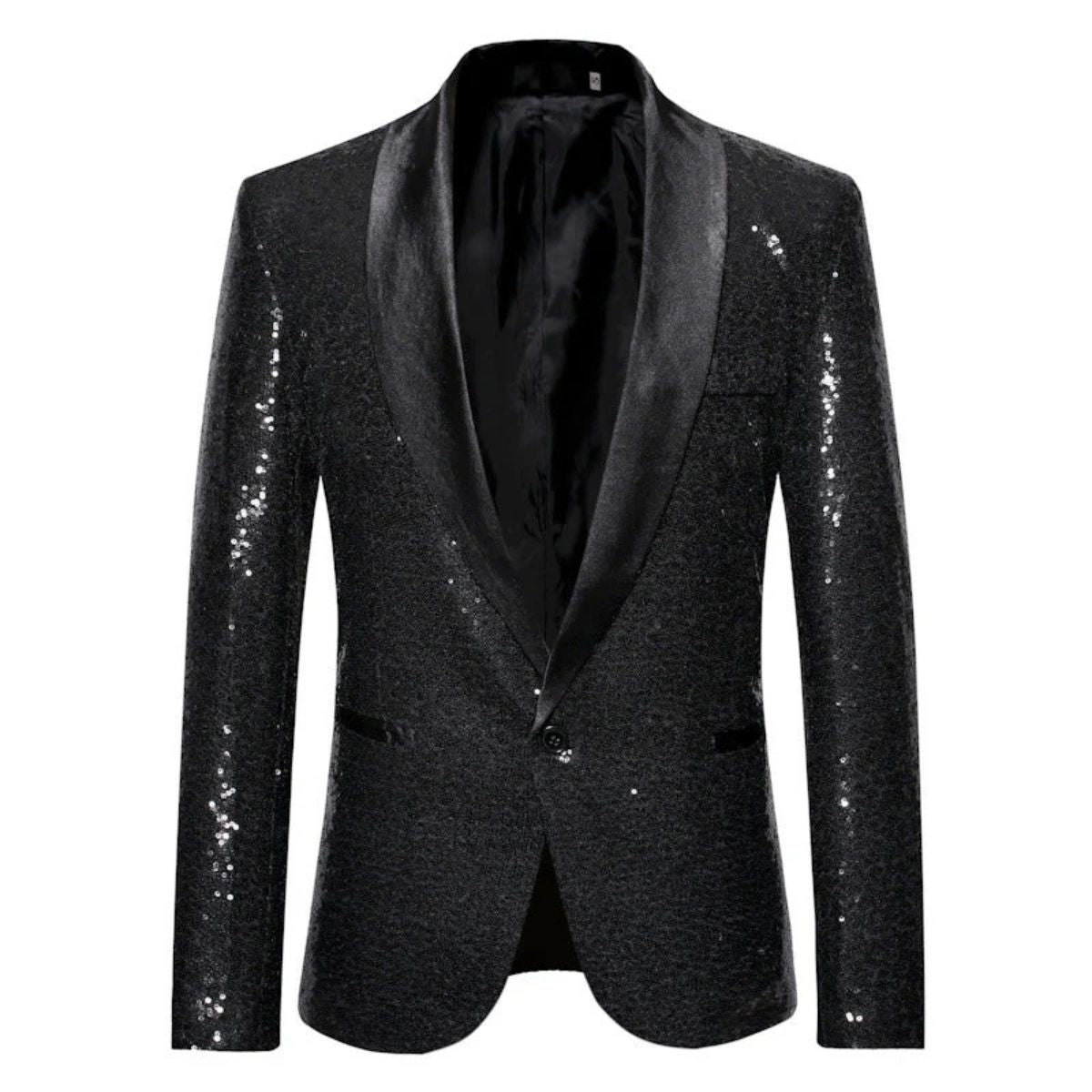 Silverfärgad paljettblazer – elegant slim fit-partyjacka