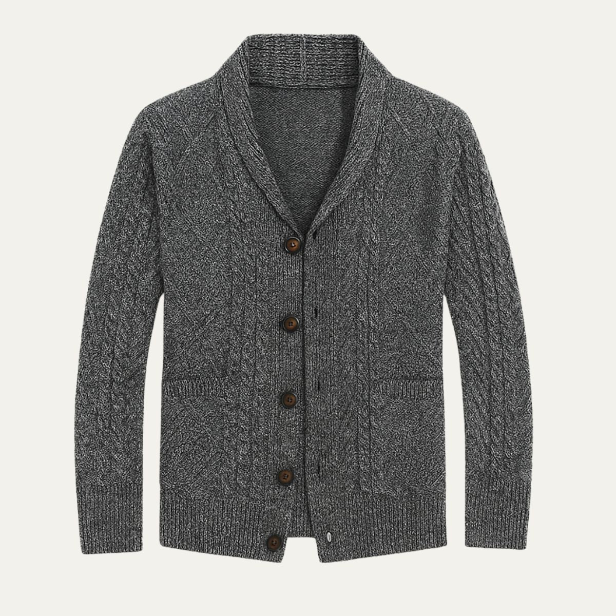 The Winchester - Lyxig Kabelstickad Cashmere Kofta för Herr