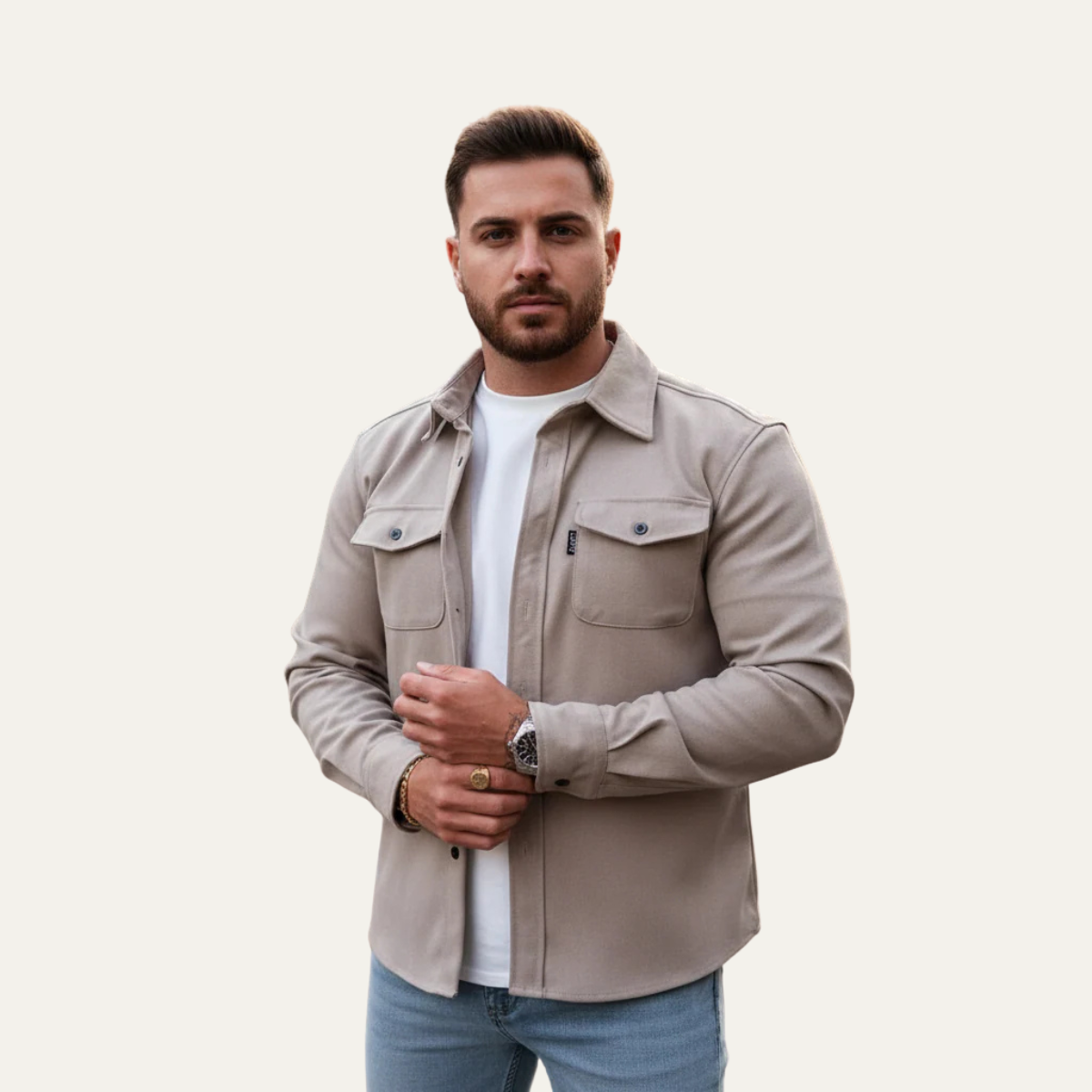 The Crossfield - Herrmodern Knapp-up Bomullsblandning Skjorta