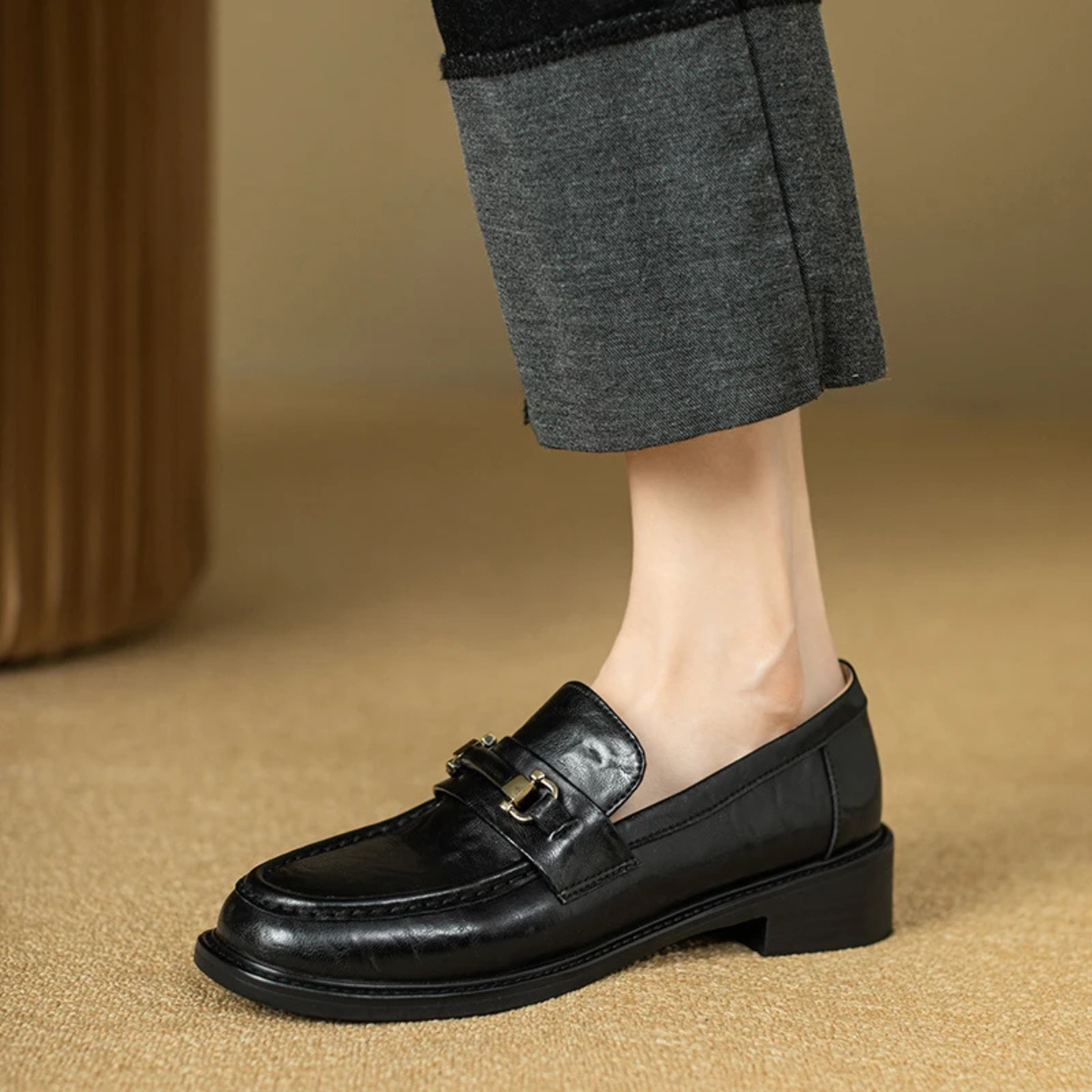 The Montepulciano - Herrklassiska Slip On Läder Loafers med Metallspänne