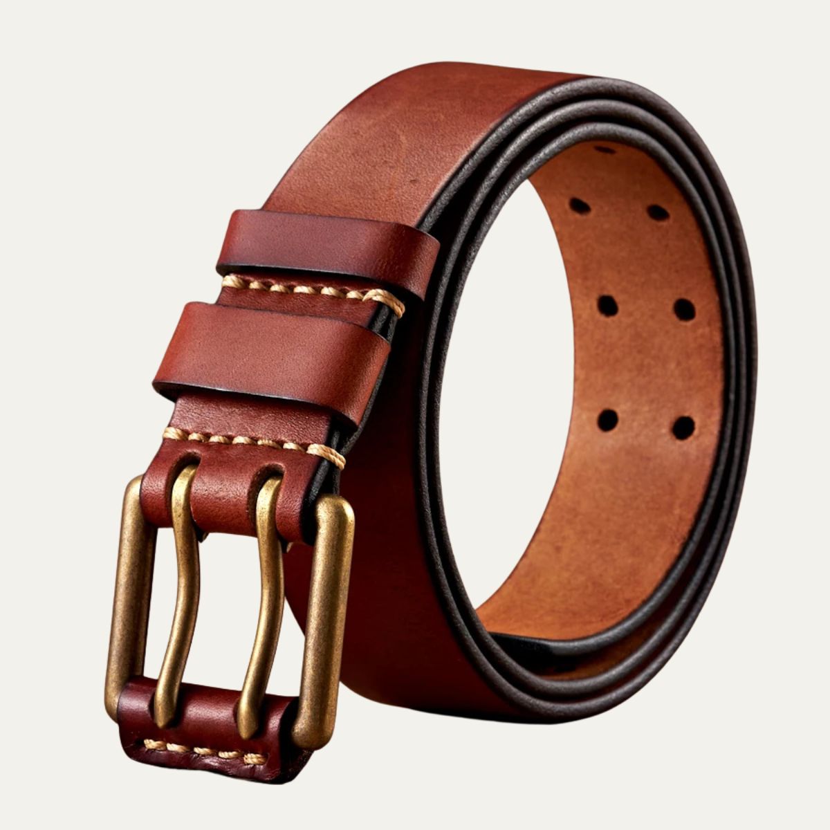 Lancaster Belt – Vintage Leather Design with Double Ring