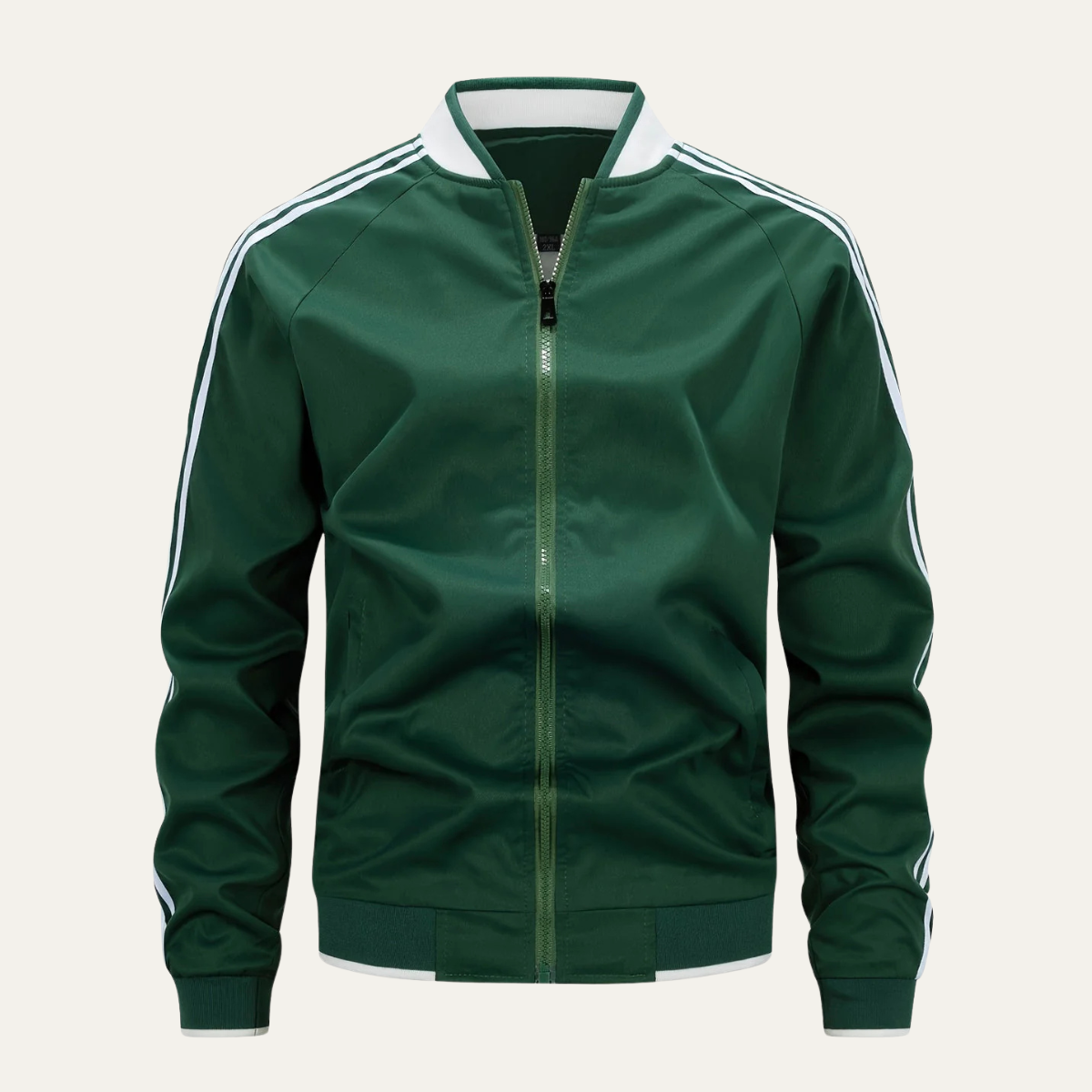 The Oakridge - Herrarnas Andningsbara Zip-Up Lätta Träningsjacka med Randiga Ärmar